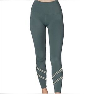 Beyond Yoga high-waisted green striped leggings